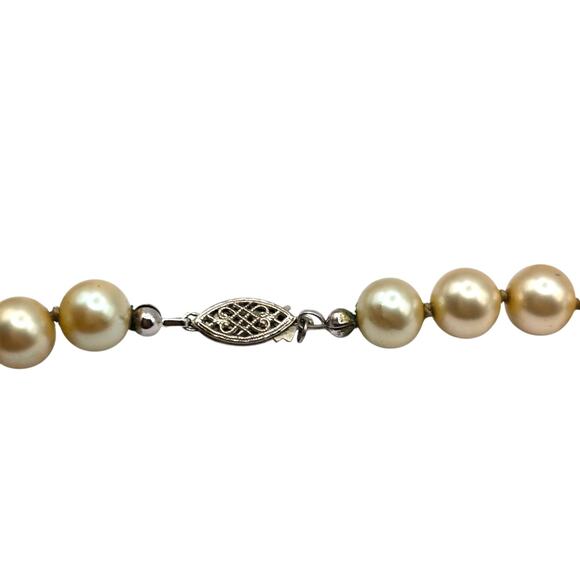 Necklace Vintage Imitation Pearl 24" 7mm Beads Sterling Silver Clasp SKU2424 - Picture 6 of 7